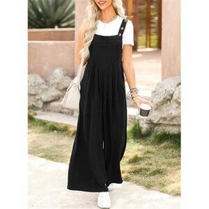 Women's Casual Loose Overalls Jumpsuits One Piece Sleeveless Wide Leg